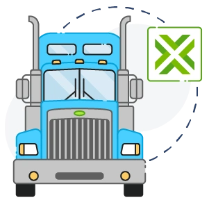 graphic of semi truck with TAB icon
