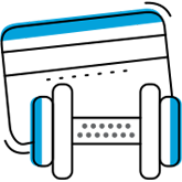 graphic of a credit card and dumb bell weight