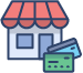 storefront with credit card icon