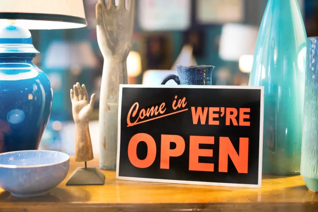 Retail store open sign