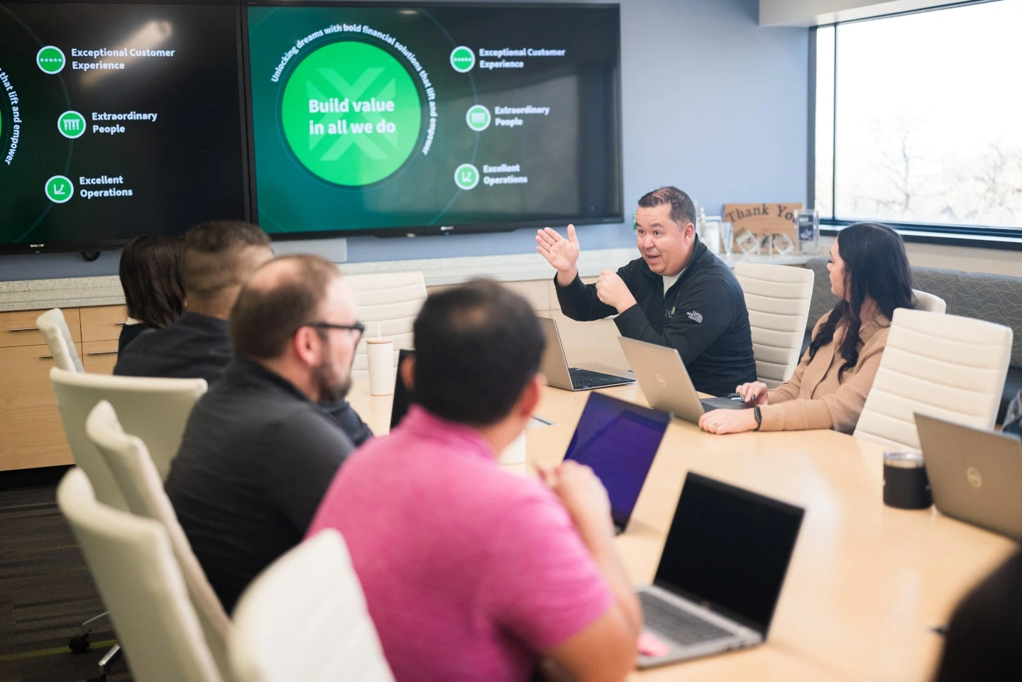 People working in a conference room