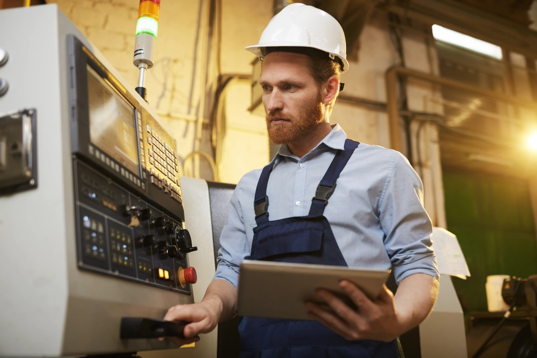engineer with machine